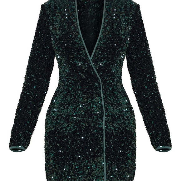 PLT Emerald Green Sequin Long Sleeve Blazer Dress - Picture 1 of 4
